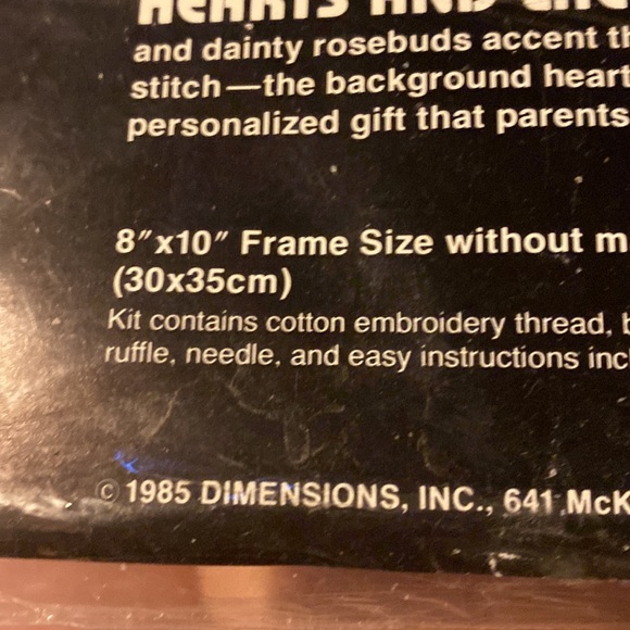 Vintage new but open DIMENSION Counted cross stitch hearts and lace birth record - Picture 5 of 9